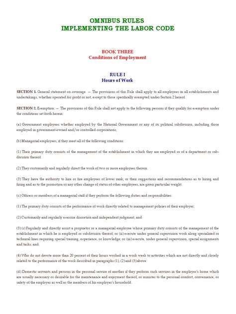 omnibus rules implementing the labor code book 3